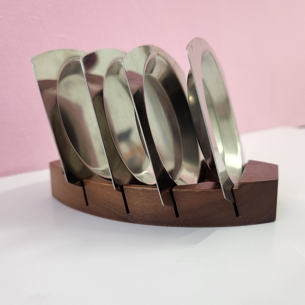 Arthur Salm Walnut Coaster Set: “The Encore” 1968 Danish Modern Mid Century Mod
